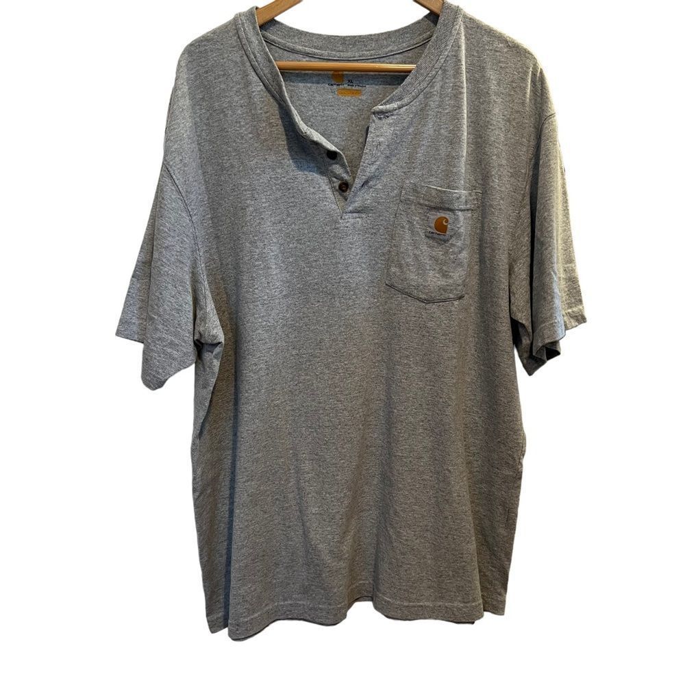 Carhartt Henley Short Sleeve Gray Tee size XL - Picture 1 of 4
